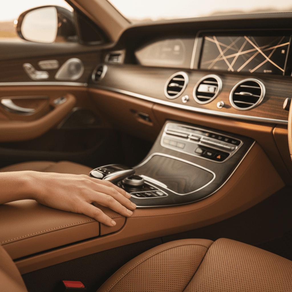 Samuel Hansen beside a detailed vehicle interior